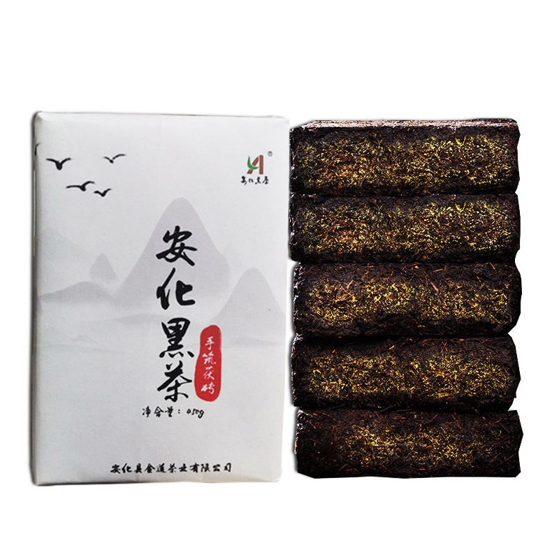 Black Tea Wholesale Anhua Hunan Tea Handcrafted Fu Brick Tea with Golden Flowers 450g Pack Aged with a Mellow Aroma