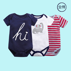 廠家批發童裝嬰兒連體衣純棉三角短袖哈衣寶寶包屁衣夏款嬰兒服裝