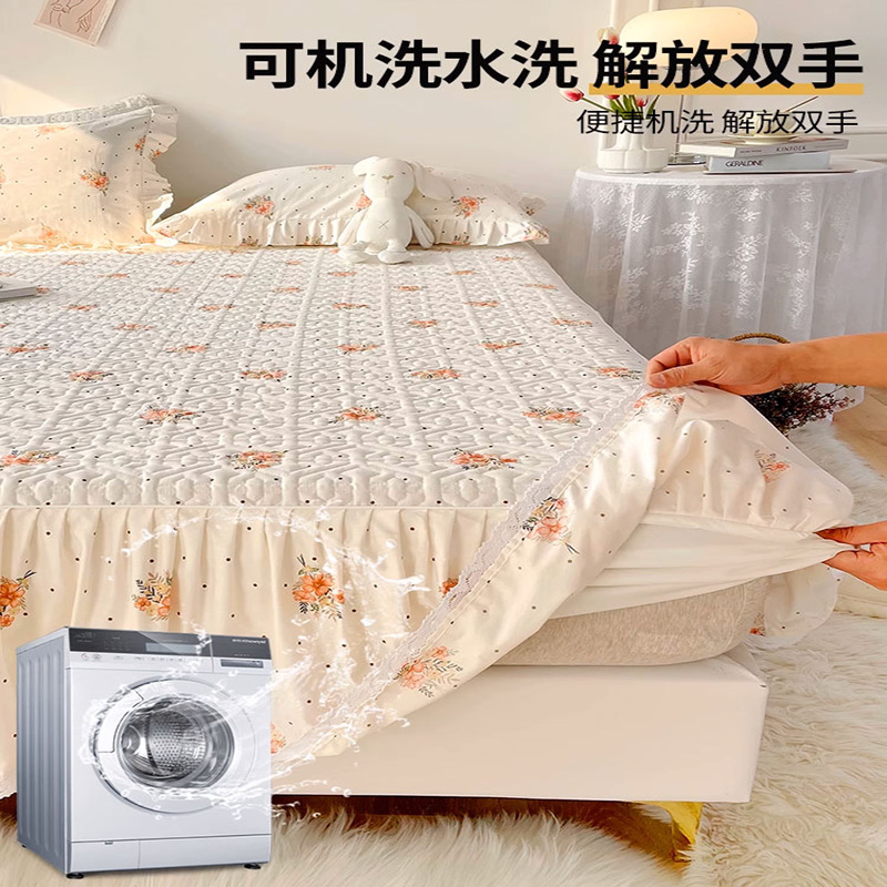 2025 nuevo estilo falda de cama de algodón funda de cama de algodón de una sola pieza sombrero de cama con falda cubierta de delantal de cama universal de cuatro estaciones