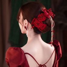 韩式新娘结婚森系唯美缎面花瓣发饰水钻流苏发箍头饰礼服写真饰品