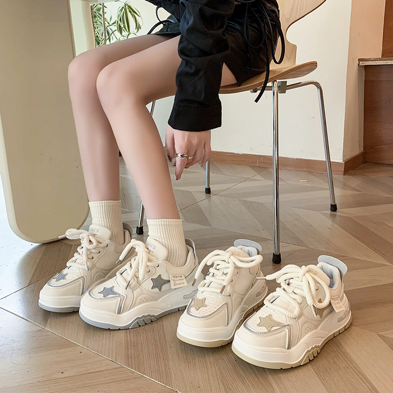 Thick-soled,Non-slip,Breathable Sneakers For Women Autumn Hits,Versatile,Lightweight,Height-enhancing Hong Kong-style Paris Sneakers