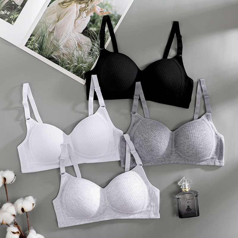 Southeast Asia Cross-border Underwear Women's Small Chest Gathered Without Steel Ring Students Junior High School High School Students Thin Girl Bra Bra