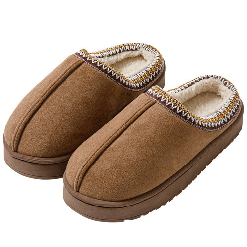 Cotton Slippers for Ladies Autumn/Winter Anti-Slip Couple Indoor Leisure Anti-Slip Plush Slippers for Men in Winter