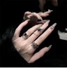 Retro black small design advanced ring for nails, with gem, high-quality style