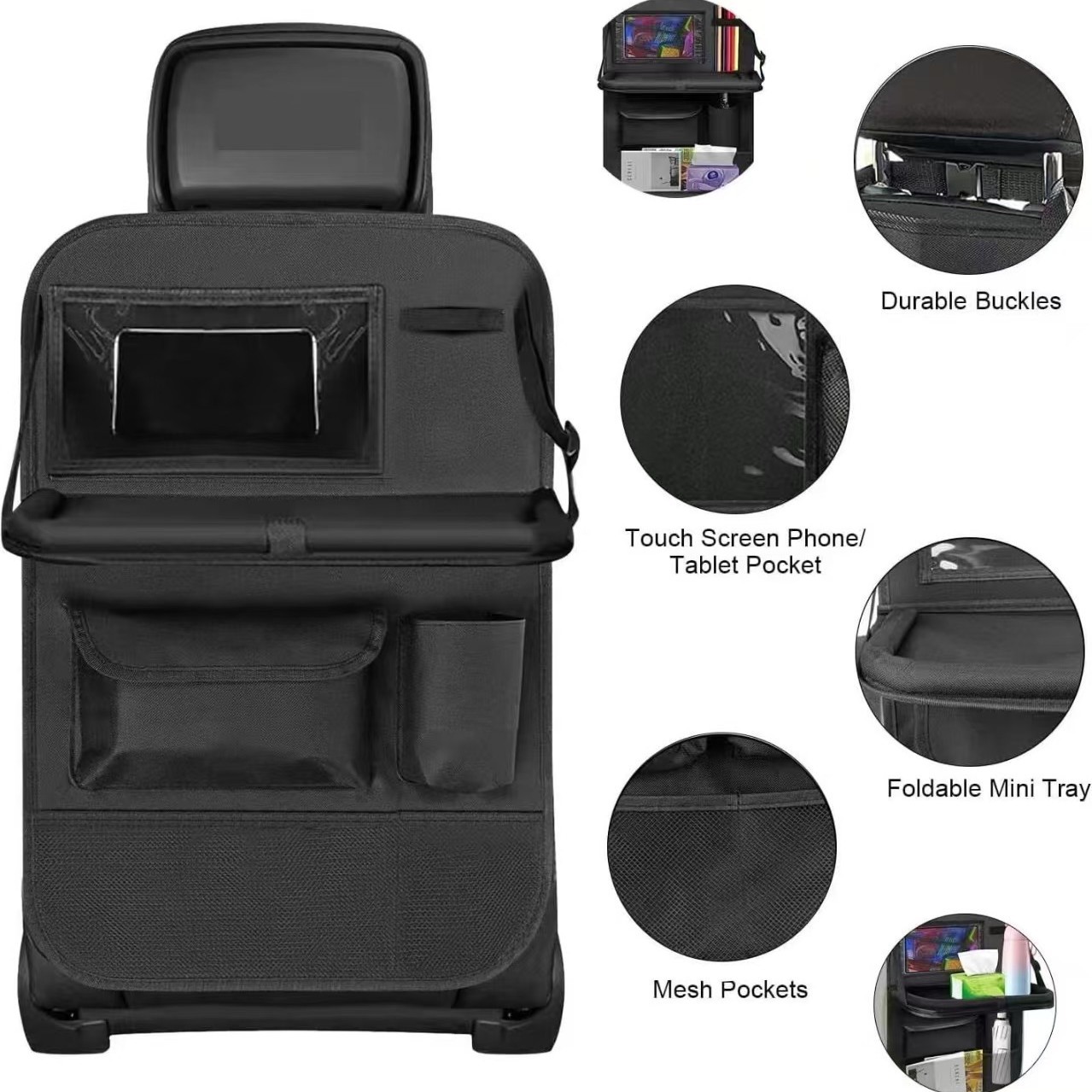 Car Seat Back Kick Protector Cover with Storage Pockets