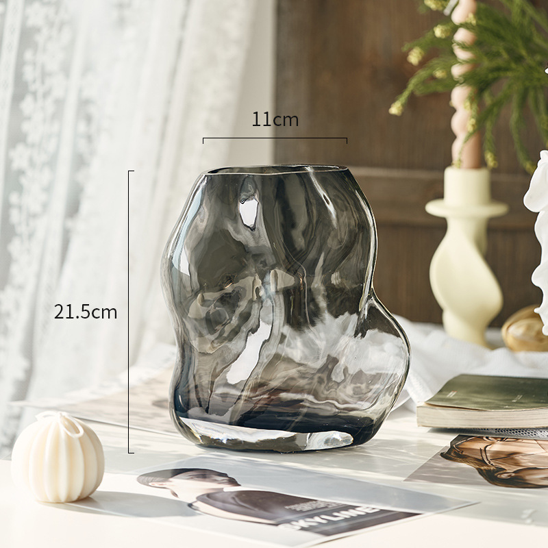 Moderno simple jarrón de vidrio transparente Luz de lujo sala de estar mesa de comedor arreglo floral decoración hidropónico decoración de flores artesanías