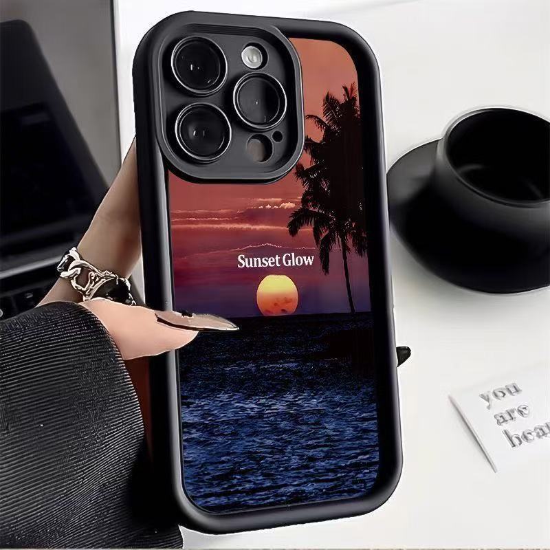 Sunset Coconut para iPhone 16pro funda para teléfono móvil Apple 15 anti-caída 14 Europa y América 13promax nuevo 12x