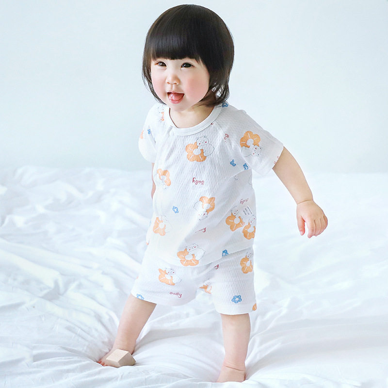 Set de mangas cortas para bebés de verano, algodón delgado de dos piezas para niños, niñas y niños pequeños, ropa de verano para bebés