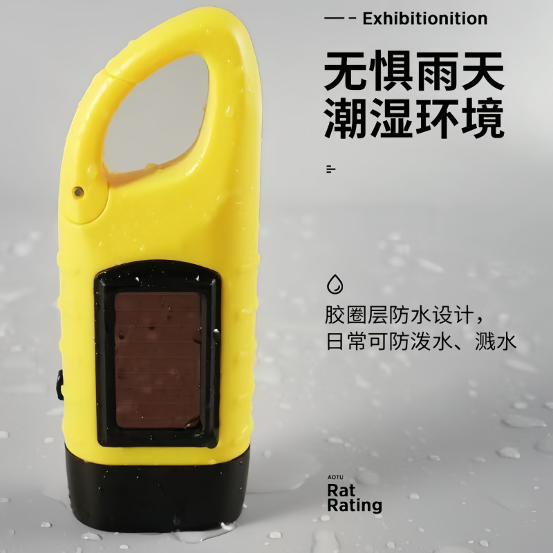 Solar-Powered Hand-Cranked Flashlight, Multi-Functional Camping Power Supply, Emergency Led Light, Outdoor Lighting, Power-Generating Flashlight
