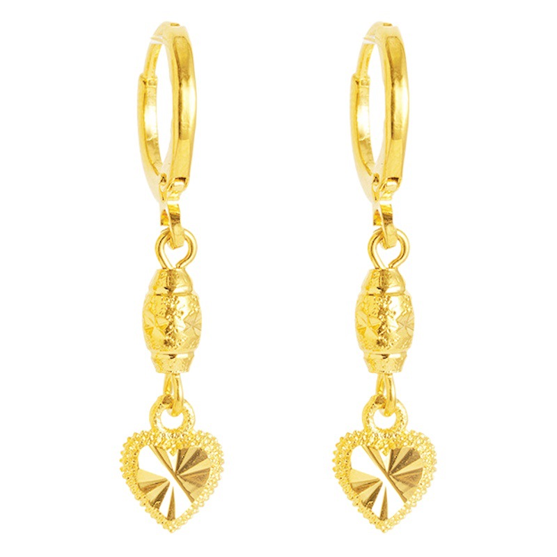 Arena oro amor pendientes de las mujeres de aleación de cobre melocotón corazón pendientes estrella de alto grado en línea popular en vivo suministro al por mayor