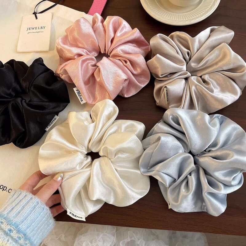 Cream Satin ~ Scrunchie Hair Tie for Women, High-End Bun Hair Rope, 2025 New Hair Accessory for Summer