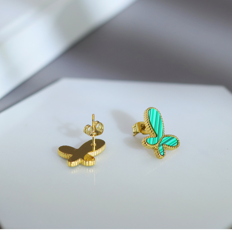 Plating Design Fashion Butterfly Titanium Steel Plating Ear Studs 1 Pair