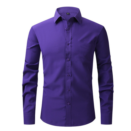 Men's Long-Sleeve Four-Way Stretch Shirt, Non-Iron Workwear Business Casual High-End White Collared Shirt, Overseas Trade Style