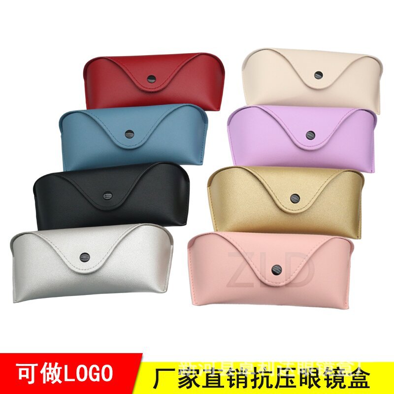De alta calidad de cuero gafas caso gafas de sol miopía gafas caso anti-presión gafas de sol caso personalizable LOGO venta al por mayor