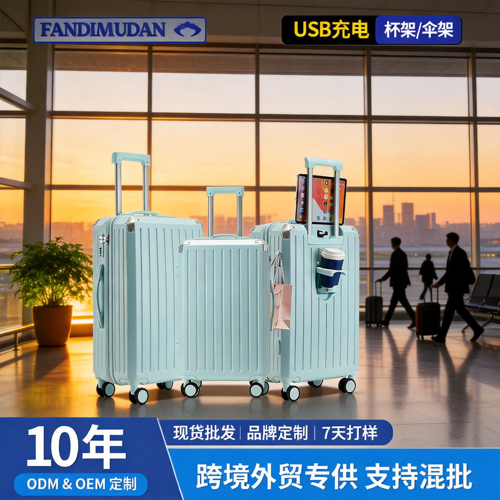 14/20/28 Password-Protected Luggage Set with Three Pieces, Multi-Functional Large-Capacity Suitcase with Universal Wheels, Carry-On Suitcase, Travel Suitcase