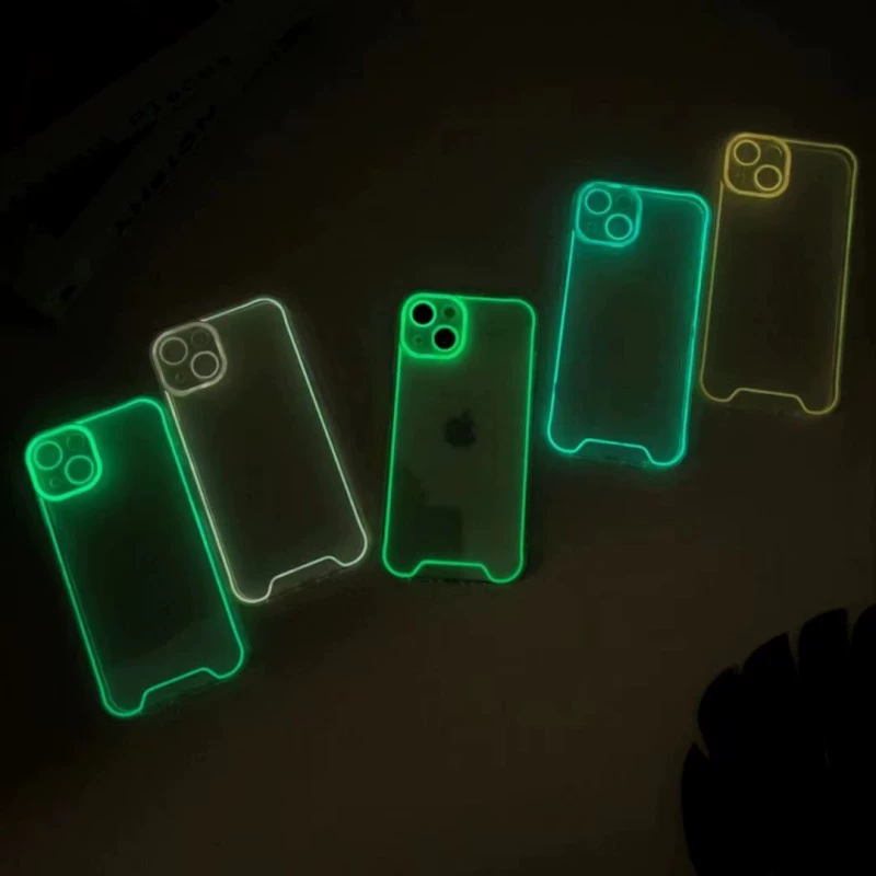 Transparent Protective Phone Case for iPhone — Neon Edge, Drop Protection, Multiple Models