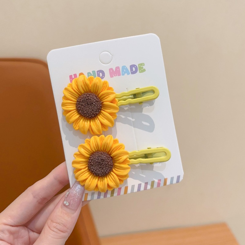 Flores de girasol niños dulces pinzas de cabello pinzas de cabello 2024 nuevas niñas no lastiman el cabello fijas pinzas de boca