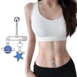 新款跨境脐钉气质长款复索针脐环性感防过敏肚脐扣穿刺饰品批发