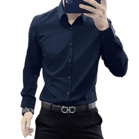Men's Long-Sleeved Black Slim Trendy Shirt Autum Business Professional Formal Casual White Shirt Suit Base Size