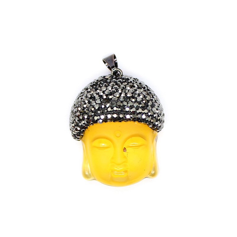 30g Weight Pendant Jewelry Making Type 1 Piece Quantity Daily Occasion glass Material Portrait, Buddha head Pattern Unisex Gender Retro Style 1 Piece Glass Portrait Buddha Head Pendant 4
