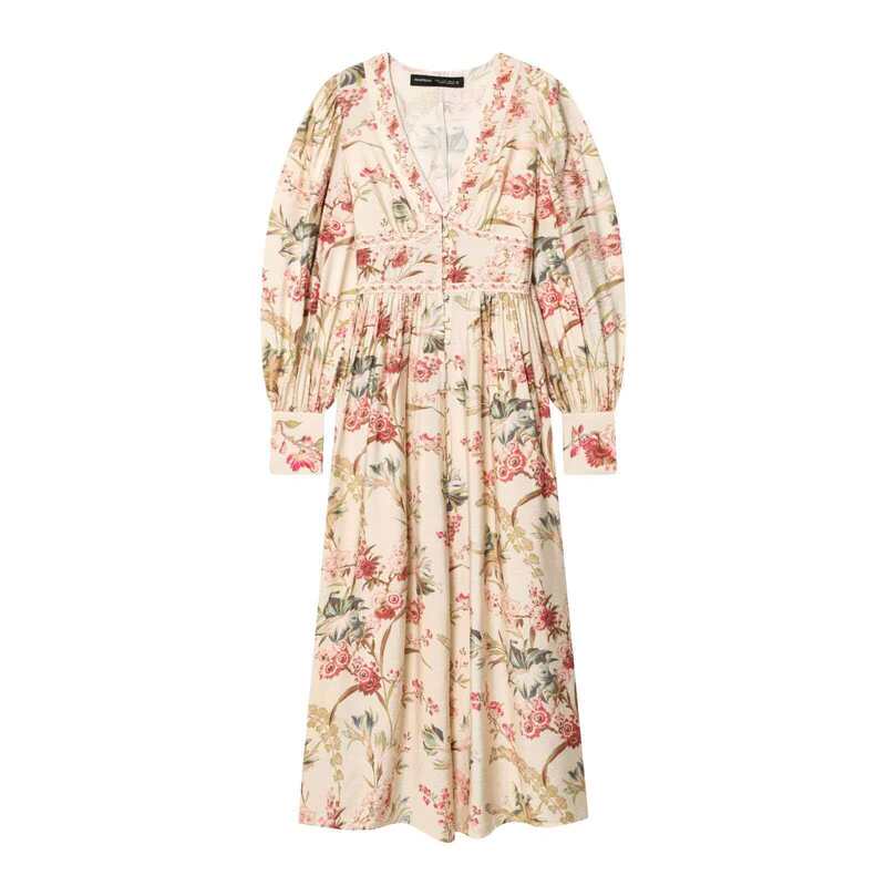 Kaopu Za European and American Cross-Border Foreign Trade Women's Clothing Wholesale Hot-Selling Summer Printed V-Neck Long Lantern Sleeve Dress Kaopu Za European and American Cross-Border Foreign Trade Women's Clothing Wholesale Hot-Selling Summer Printed V-Neck Long Lantern Sleeve Dress