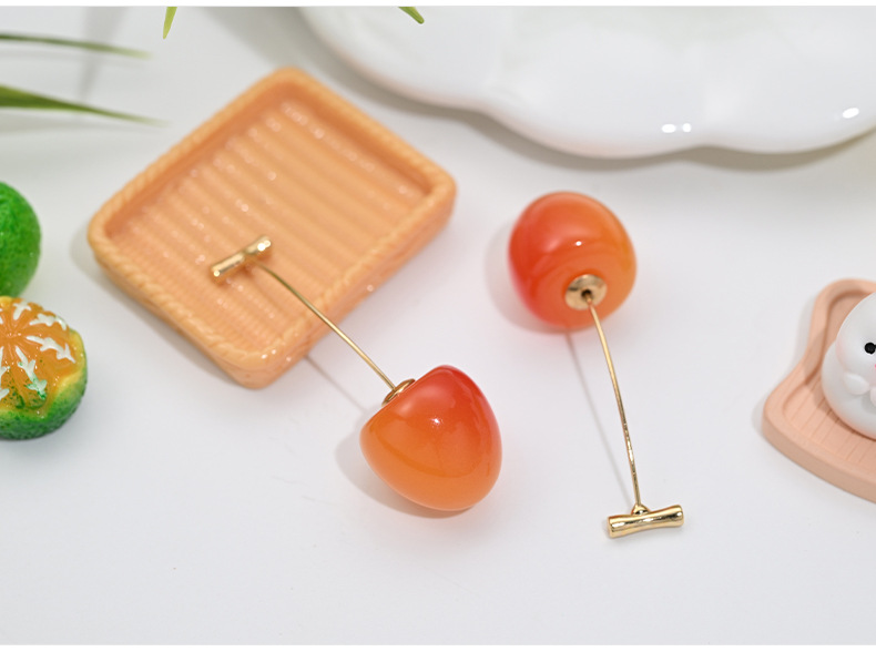 15g Weight 304 Stainless Steel Ear Needle Material Drop Earrings, Ear Studs Classification 1 Pair Quantity 1 Pair Sweet Cherry Plating Arylic Alloy Drop Earrings Ear Studs