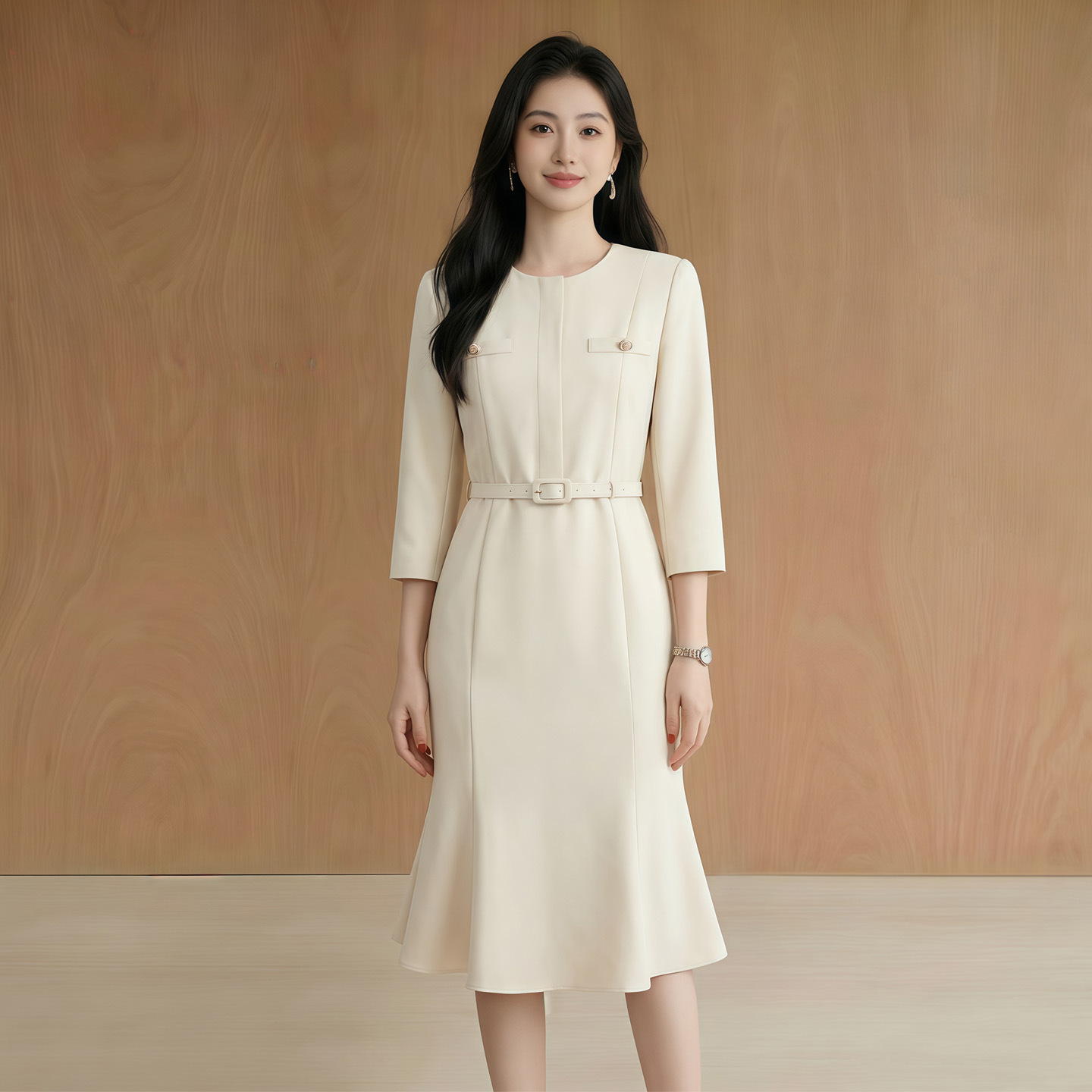 高级感七分袖西装连衣裙女2026春夏新款时尚气质通勤鱼尾裙职业装