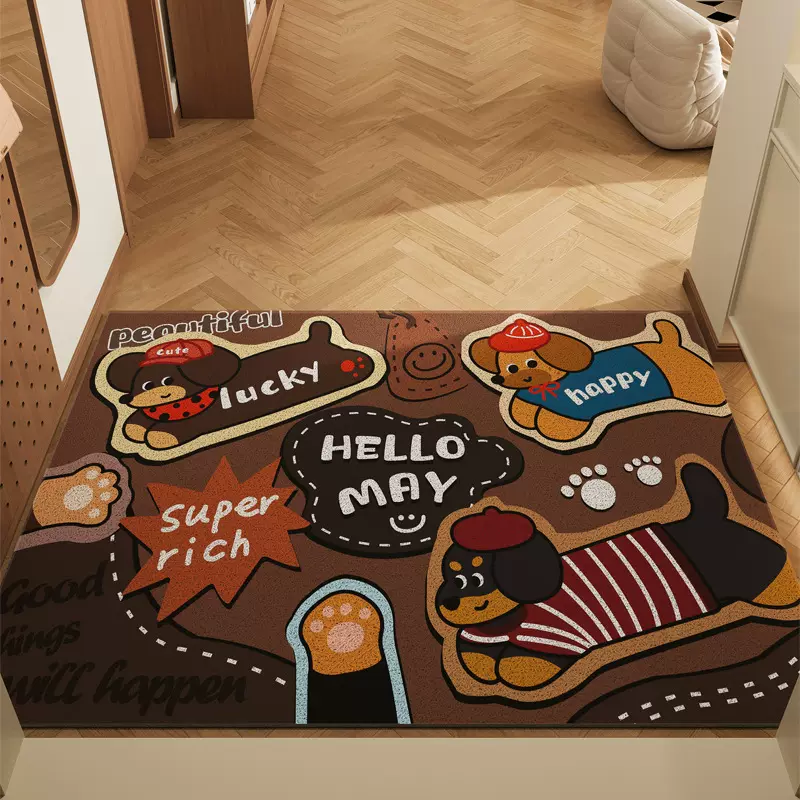 丝圈地垫入户门耐脏刮泥蹭土门口地垫卡通玄关进门可裁剪防滑垫