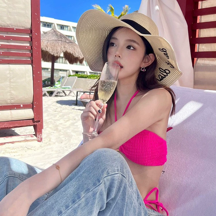 Модная пляжная соломенная шляпа с буквами, солнечная энергия, корейский стиль, защита от солнца, вышивка