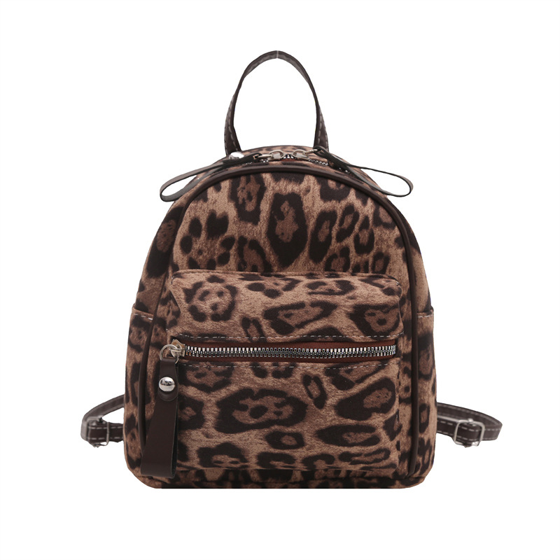 Mochila de leopardo retro para mujeres 2024 nueva moda versátil mochila de estudiantes otoño y invierno sensación de alto nivel bolso de mano transfronterizo