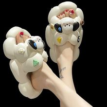 雨花石拖鞋女夏季卡通可爱小狗厚底踩屎感防滑室内家居外穿凉拖鞋