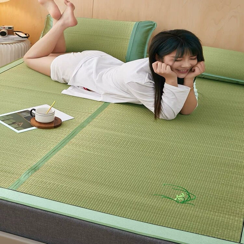 Старомодный летний коврик, детский коврик из ротанга, натуральный коврик, летний соломенный тканый тростниковый коврик, складной домашний студенческий общежитие