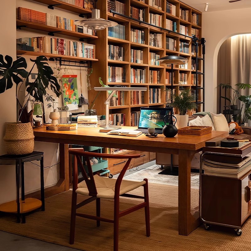 Escritorio de computadora de madera maciza, escritorio largo para sala de estar, escritorio de lectura y estudio, escritorio para el hogar, banco de trabajo, mesa para sala de estar