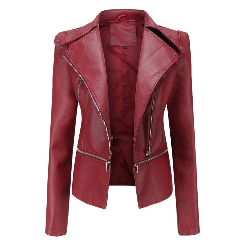Cross-Border Women's European Size New Leather Jacket Women's Hem Detachable Spring & Fall Outwear Women's Fashion Casual Jacket 2023