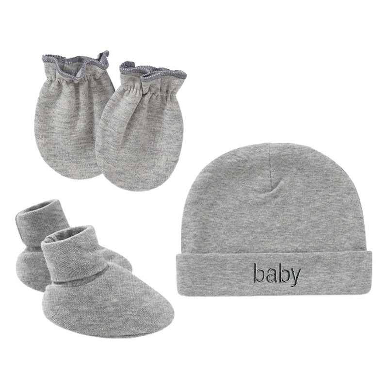 baby single-layer foreign trade European and American newborn tire cap anti-scratch gloves foot cover baby hat foot cover 821033