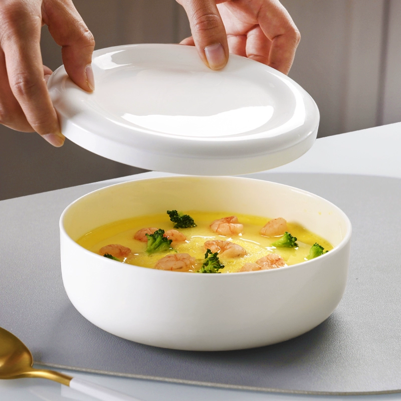 Тэнгён паровая миска для яйца с крышкой, фарфор bone china паровая овощная и рыбная тарелка, паровая яичница, специальная для микроволновой печи и аэрогриля