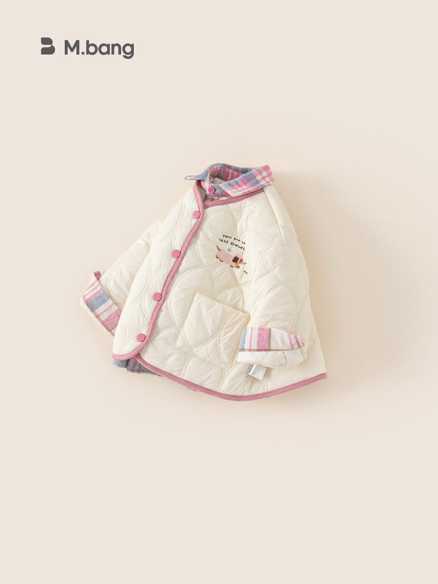 Youbao ropa para niños chaqueta para niñas modelos de otoño e invierno 2024 nuevo estilo estilo occidental falso dos piezas chaqueta de algodón cálida de invierno para niñas gruesas