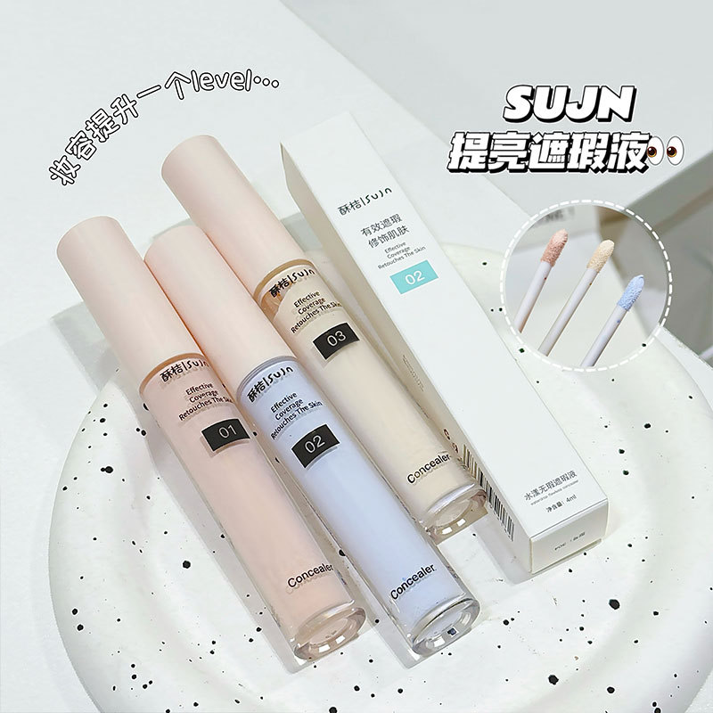 Sujn Natural Brightening Concealer Liquid for Spots and Dark Circles, Long-Lasting and Not Easy to Come Off, 3D Makeup for Students