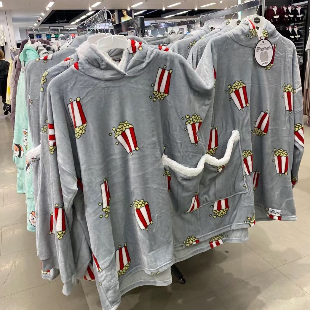 Pareja creativa doble pijama Otoño e Invierno Nuevo suéter con capucha forrado de lana traje de palomitas de maíz desgaste del hogar transfronterizo al por mayor