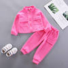 Demi-season fashionable set for leisure, children's sleeves, comfortable sports suit, custom made, Korean style, long sleeve, autumn