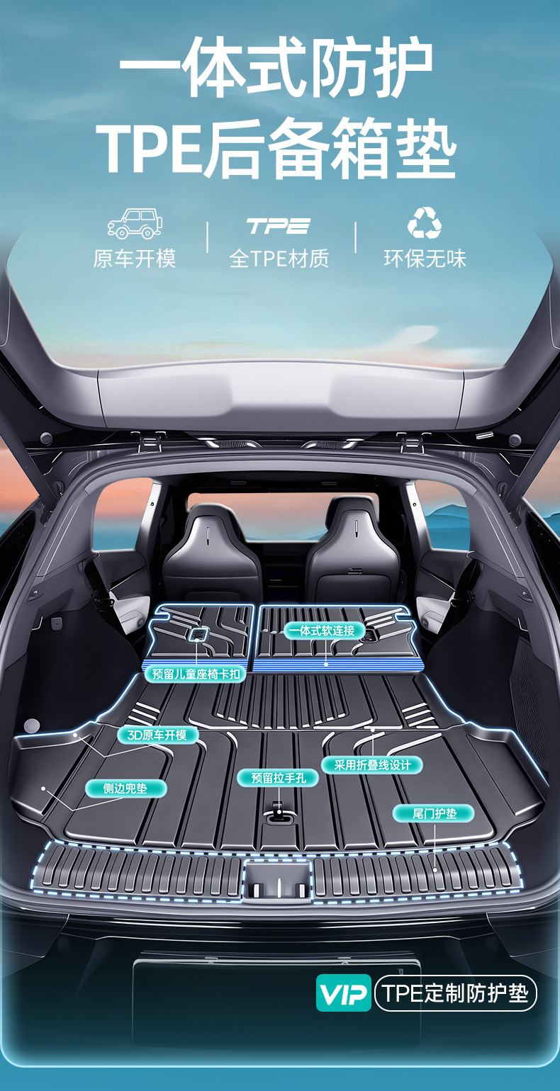 Suitable for 26 models of Lynk & Co 08, integrated trunk mat, complete set of car interior decoration accessories, TPE trunk mat, 08 accessories