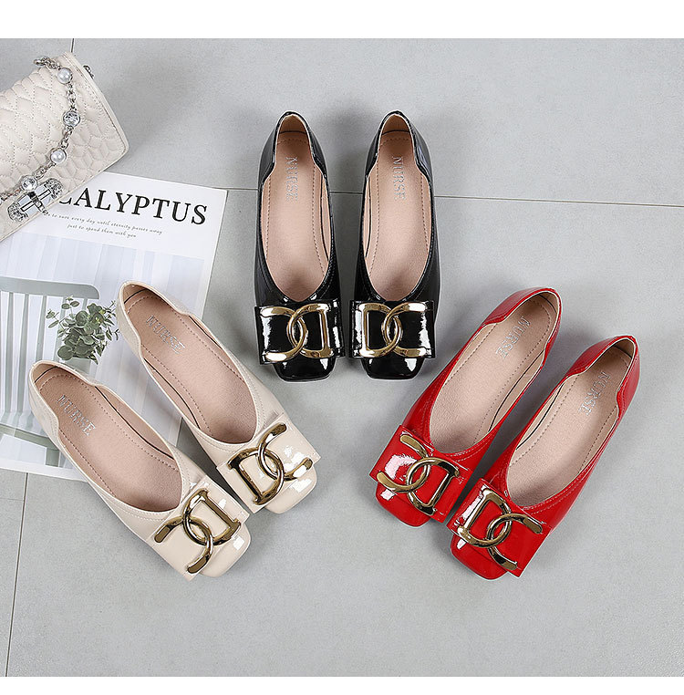 Women's Flat Shoes For Women Square Toe Low Heel Casual Work Shoes_voghion.com