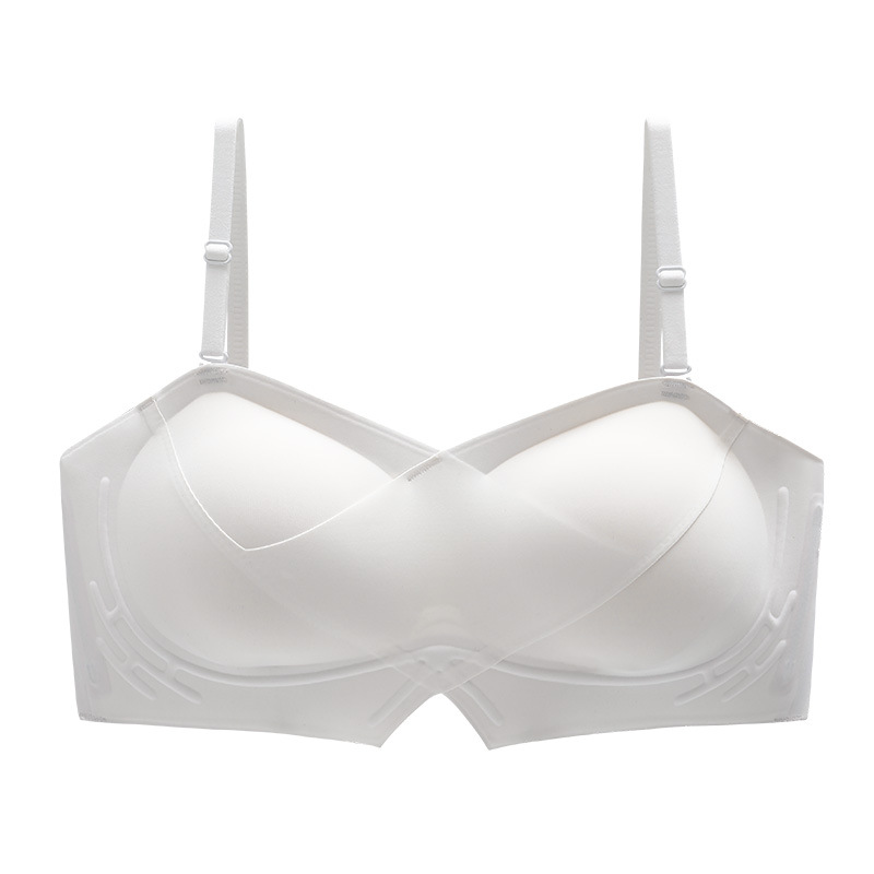 Ropa interior de expansión sin tirantes de las mujeres cofre pequeño pecho grande push up sólido antideslizante sujetador anti-exposición sujetador de dibujos animados sin costuras