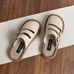 ベーケン靴の夏の足は頭の半分のスリッパの女性の通気性の亜麻の怠け者の靴の柔らかい底の綿麻のミュラーの靴の外で着ます。