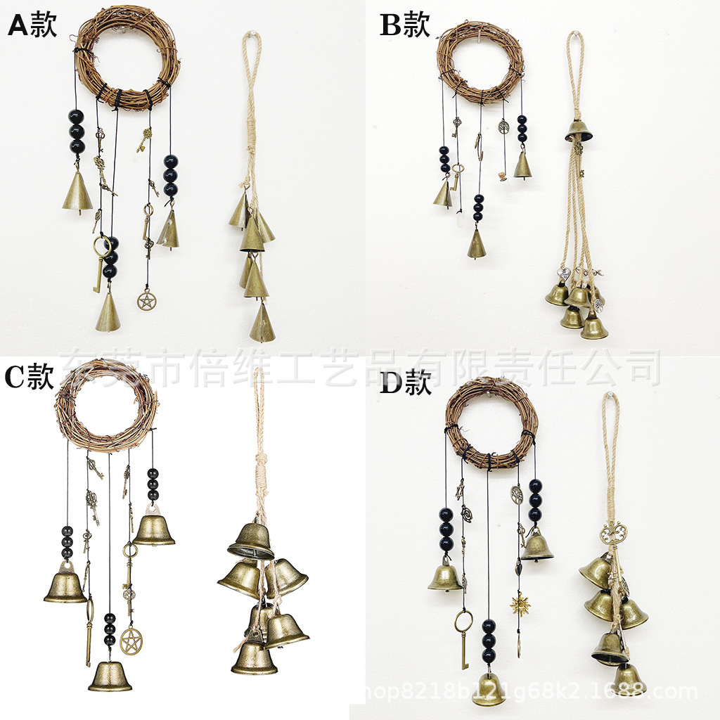 Cross-Border Witch Bells Vine Wind Chimes Door Handle Wall Hanging Commemorative Witch Bell Blessing Decoration Bell Vintage