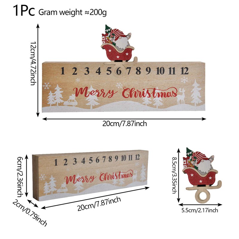 新しいクリスマス装飾木製モバイルカレンダー装飾品顔のない老人クリスマスカウントダウンクリスマスギフト|undefined