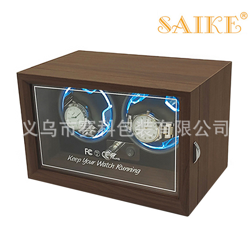 [Bingxin Blue] Black Walnut Pattern Double Gauge Mechanical Watch Automatic Watch Shaker Winding Box Electric Watch Household