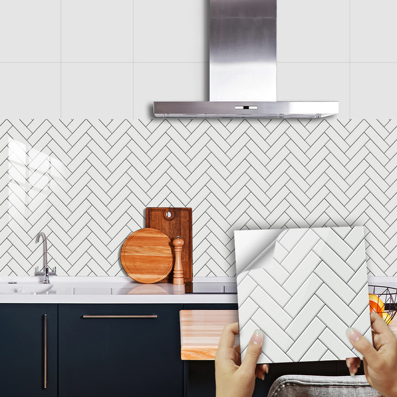Modern Simple Style Black and White Twill Tile Home Renovation Decoration Self-adhesive Waterproof Oil-proof Crystal Hard Wall Sticker Modern Simple Style Black and White Twill Tile Home Renovation Decoration Self-adhesive Waterproof Oil-proof Crystal Hard Wall Sticker