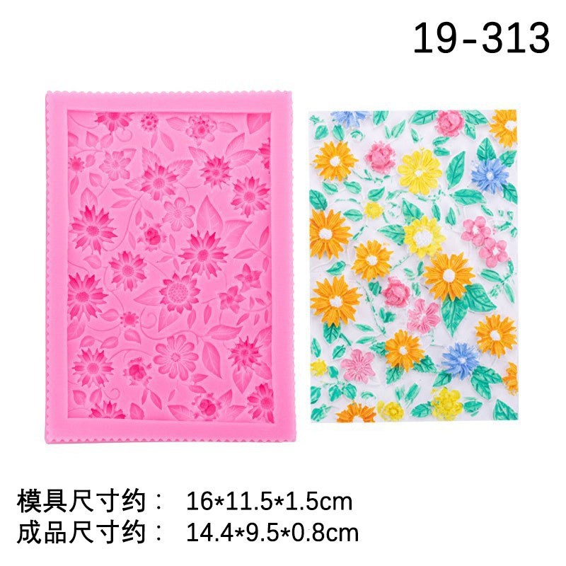 Planta flor fondant chocolate en relieve hojas de ratán patrón retro molde de silicona textura de pastel decoración