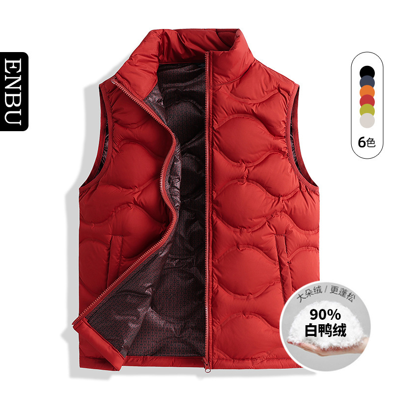 Enbu Men's Graphene Down Vest, New Autumn/Winter Model, Warm White Duck Down Vest, Stand Collar, Casual Outerwear Enbu Men's Graphene Down Vest, New Autumn/Winter Model, Warm White Duck Down Vest, Stand Collar, Casual Outerwear